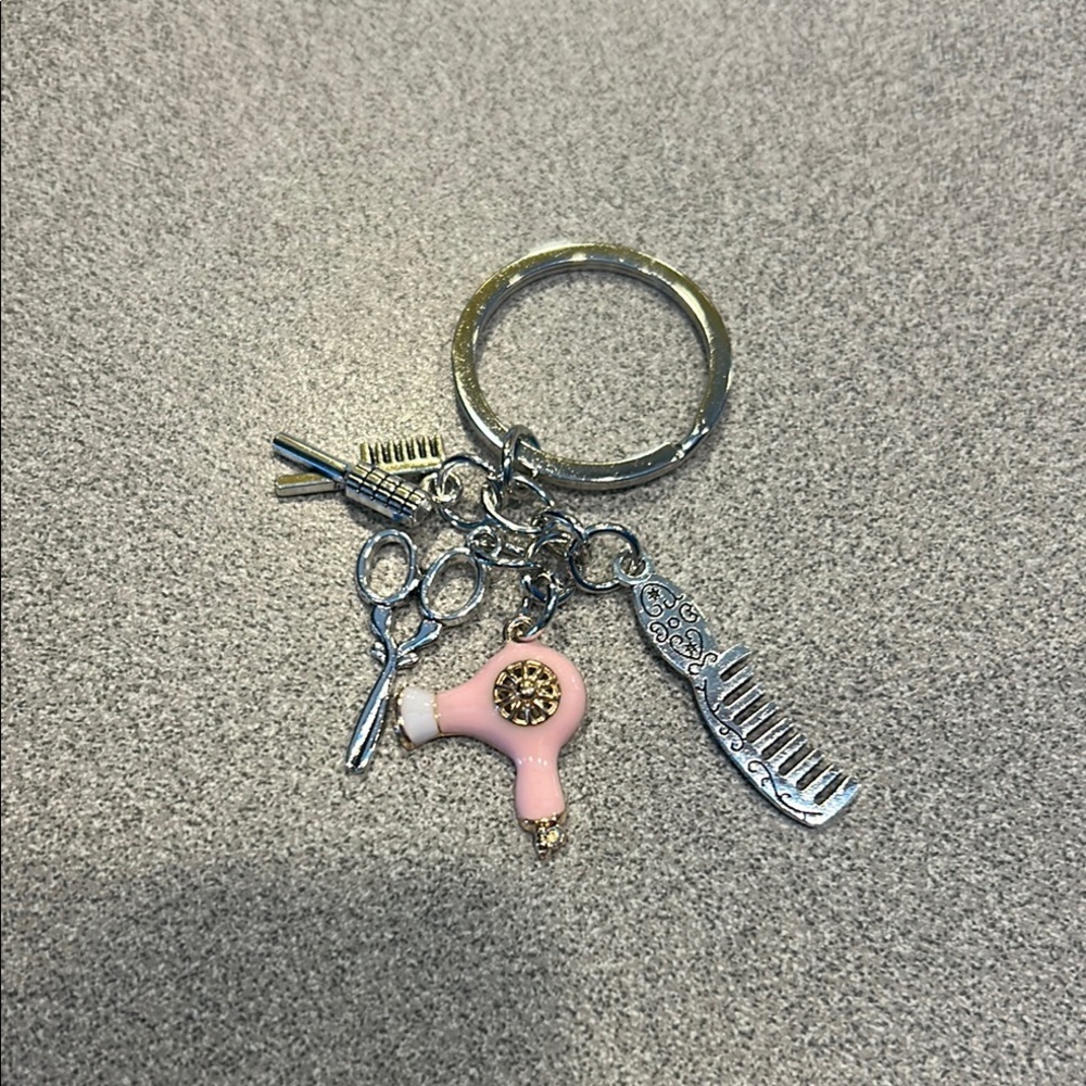 Silver and Pink Hairdresser Keychain